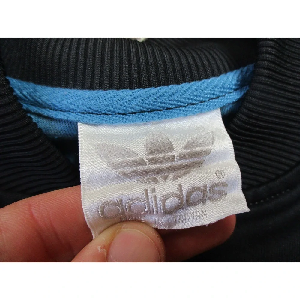 Adidas Jacket Mens Large Blue Vintage Trefoil Bomber Full Zip 90s Track Jacket